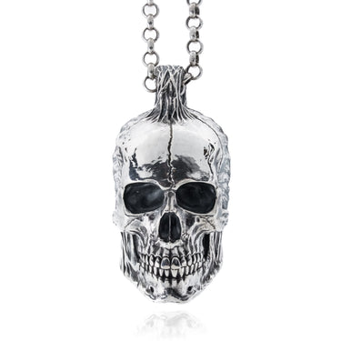 Flesh Torn Pendant - 925 Sterling Silver Skull Pendant - Front Facing